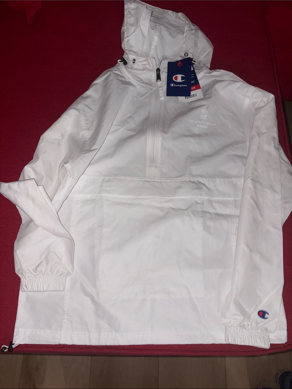 Champion White Hooded Pullover Anorak
